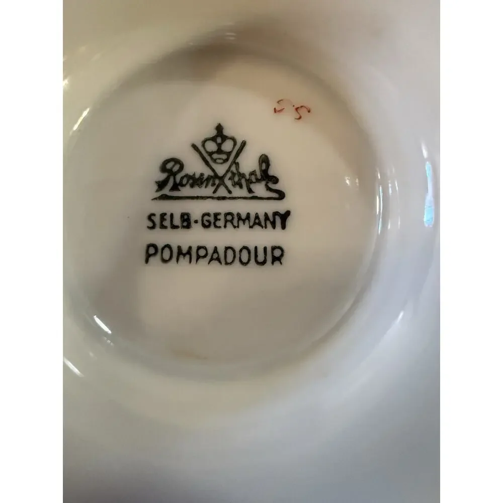 Vintage Rosenthal Pompadour Footed Teacup Red Trim Selb Germany